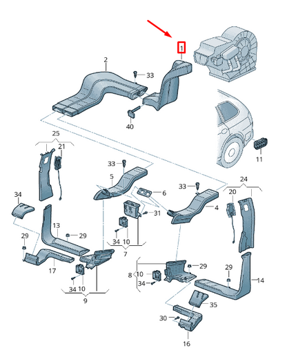 new vw touareg 7p mk2 air guide channel 7p0820681 original