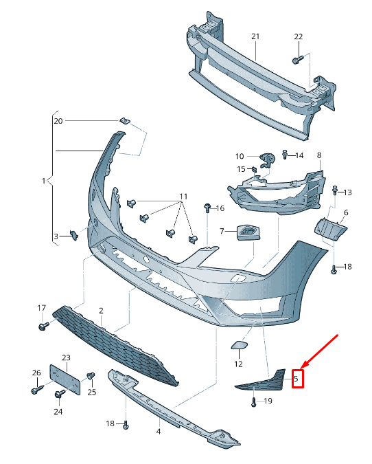new seat leon 5f front right bumper cover 5f0853666b9b9 original