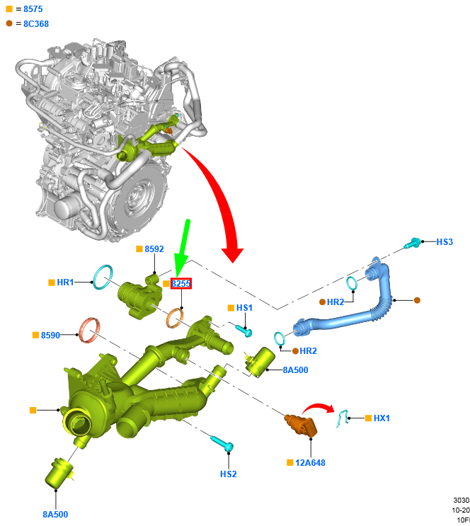 new ford puma thermostat gasket 2433134 h6bg-8k516-aa original