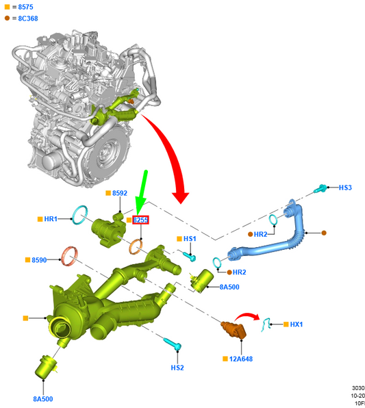 new ford puma thermostat gasket 2433134 h6bg-8k516-aa original