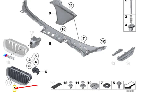 NEW BMW 5 F10 FRONT LEFT RADIATOR KIDNEY GRILLE 51137261355 7261355 ORIGINAL