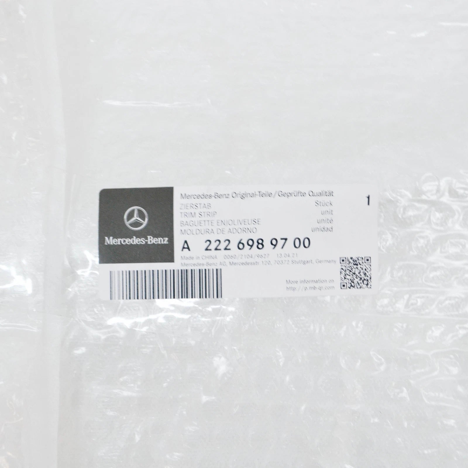 NEW MERCEDES-BENZ S W222 REAR LEFT DOOR WINDOW TRIM STRIP A2226989700 ORIGINAL