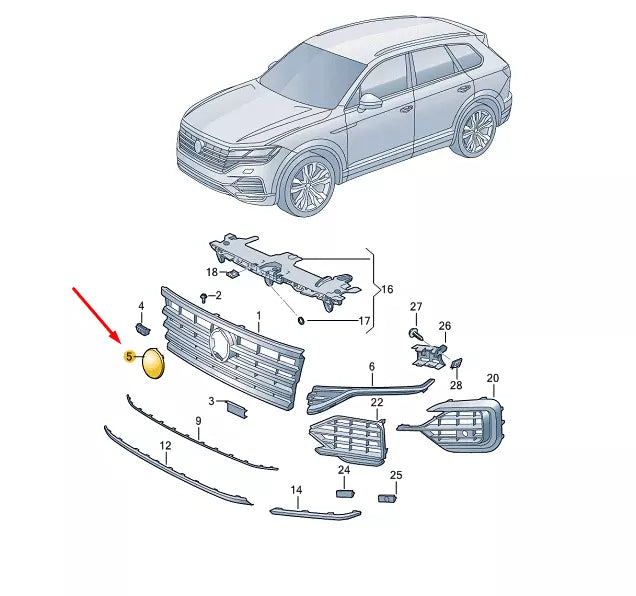 NEW VOLKSWAGEN TOUAREG CR FRONT VW BADGE EMBLEM 760853601EDPJ ORIGINAL