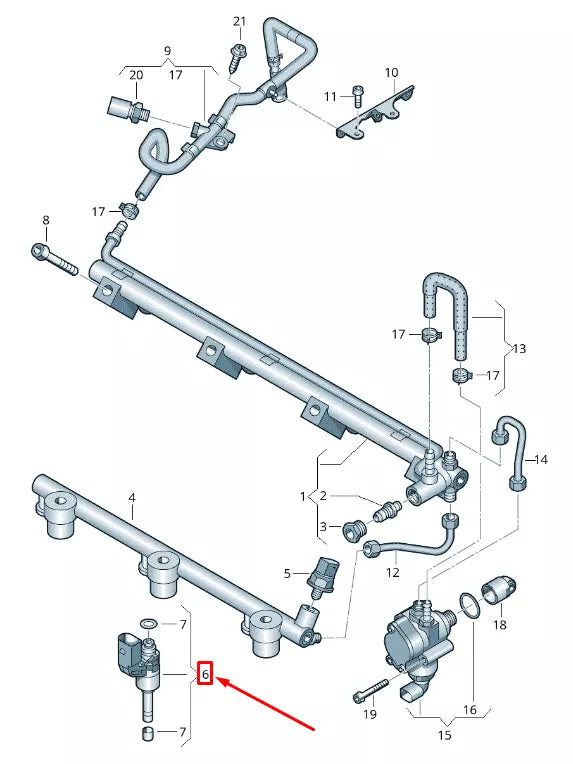 NEW AUDI PASSAT B8 LOWER FUEL INJECTOR CYLINDER 2,4,6 03H906036E ORIGINAL