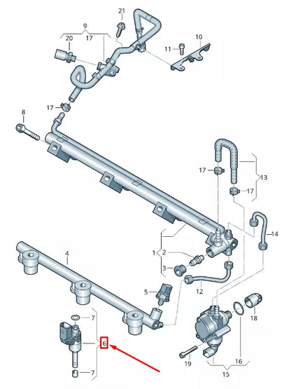 NEW AUDI PASSAT B8 LOWER FUEL INJECTOR CYLINDER 2,4,6 03H906036E ORIGINAL