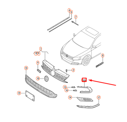 NEW VW JETTA A6 FRONT BUMPER RIGHT FOG LIGHT GRILLE FRAME 5C6853666F9B9 ORIGINAL
