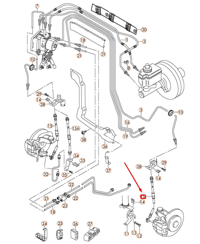NEW VOLKSWAGEN CC FRONT BRAKE HOSE 3AA611701A ORIGINAL