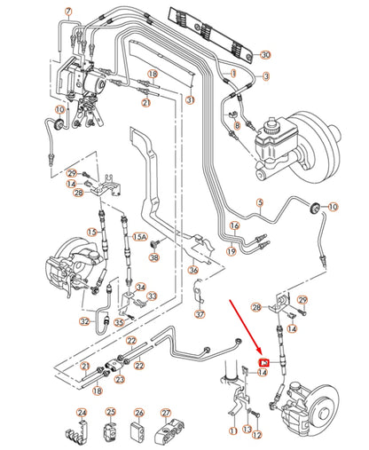 NEW VOLKSWAGEN CC FRONT BRAKE HOSE 3AA611701A ORIGINAL
