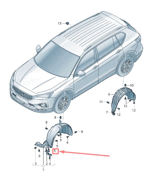 new vw tiguan ad mk2 front left wheel housing liner trim 5na805983a original