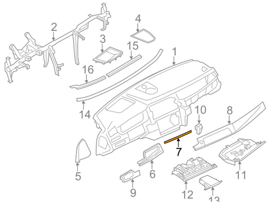 new bmw 5 f10 interior dashboar center stack moulding trim 51459209785 original