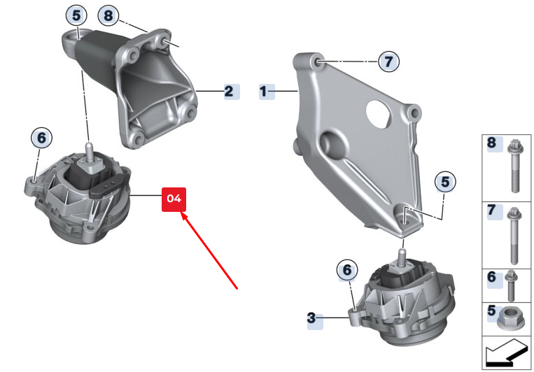 new bmw x3 f25 right engine mount 22116868396 6868396 original