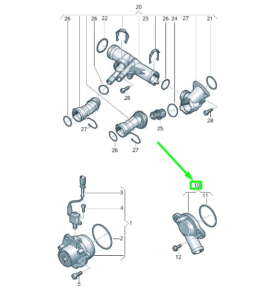 NEW VOLKSWAGEN PASSAT B8 3G COOLANT PIPE CONNECTION 04L121131N ORIGINAL
