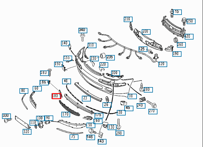 NEW MERCEDES BENZ S W220 FRONT BUMPER RIGHT SIDE GRILLE A2208850253 ORIGINAL