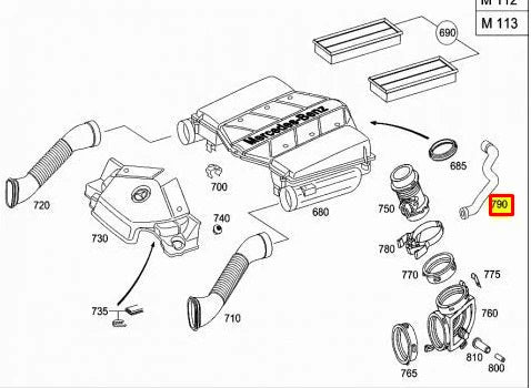 NEW MB C W202 CRANKCASE BREATHER VENT HOSE C180 PETROL A1120180482