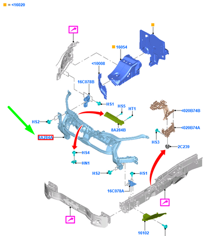 new ford transit mk4 front bumper reinforcement panel 2022338 original