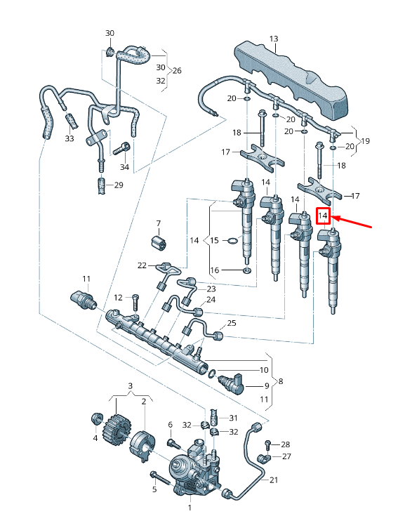 new vw passat b8 3g fuel injector 04l130277ab original