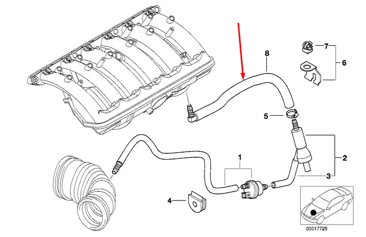 NEW BMW 3 E46 VACUUM CONTROL HOSE 11611438809 1438809 2.8 PETROL ORIGINAL