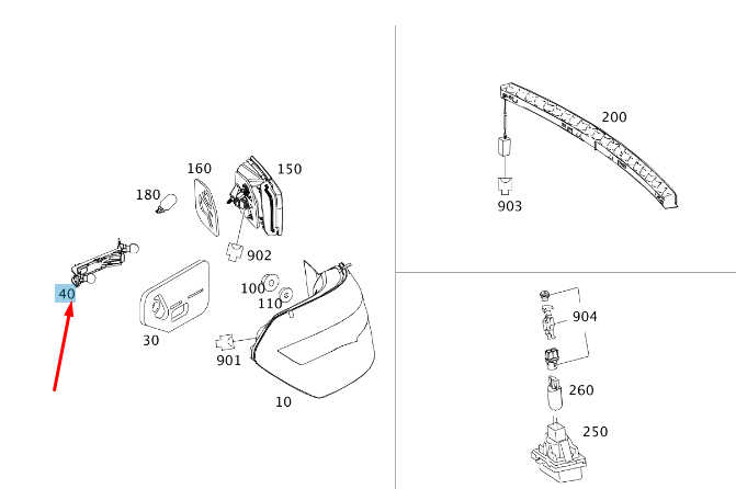 new mercedes-benz e w212 rear right outside light bulb mount a2128200277