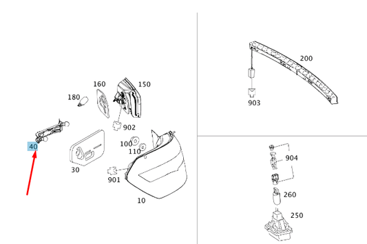 new mercedes-benz e w212 rear right outside light bulb mount a2128200277