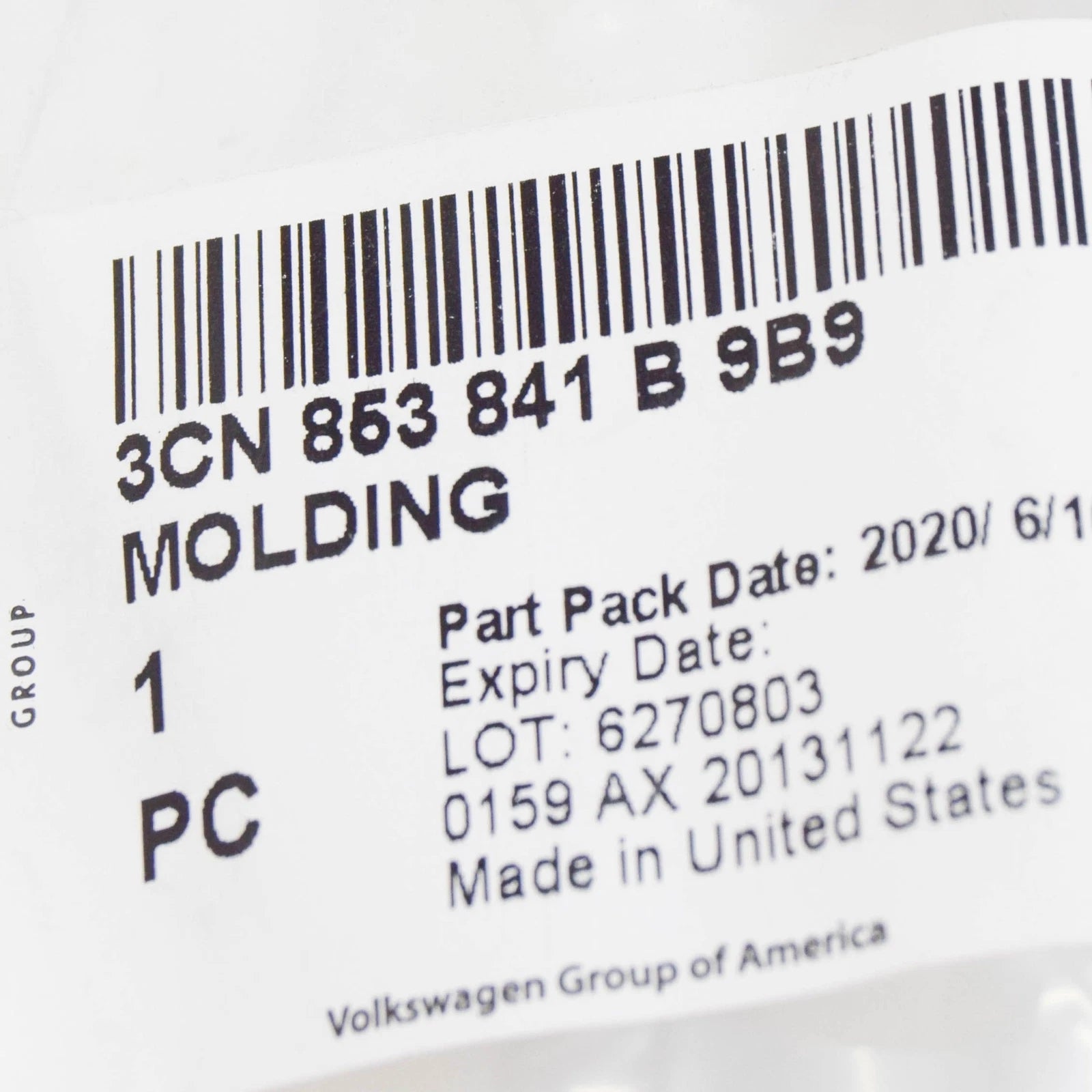 NEW VOLKSWAGEN TERAMONT REAR LEFT BUMPER MOLDING 3CN853841B9B9 ORIGINAL