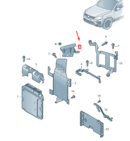 NEW VW TOUAREG 7P MK2 ENGINE CONTROL UNIT RETAINER 7P0907101 ORIGINAL