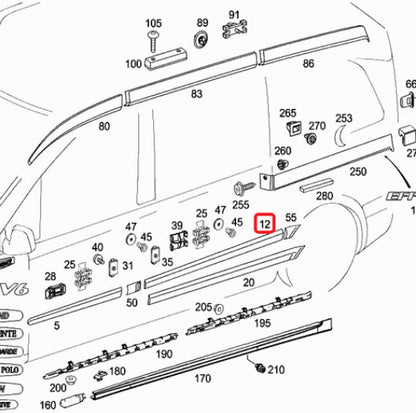 Genuine Mb Vito W639 Front Right Door Lower Moulding Trim A63969011627 G99 Original