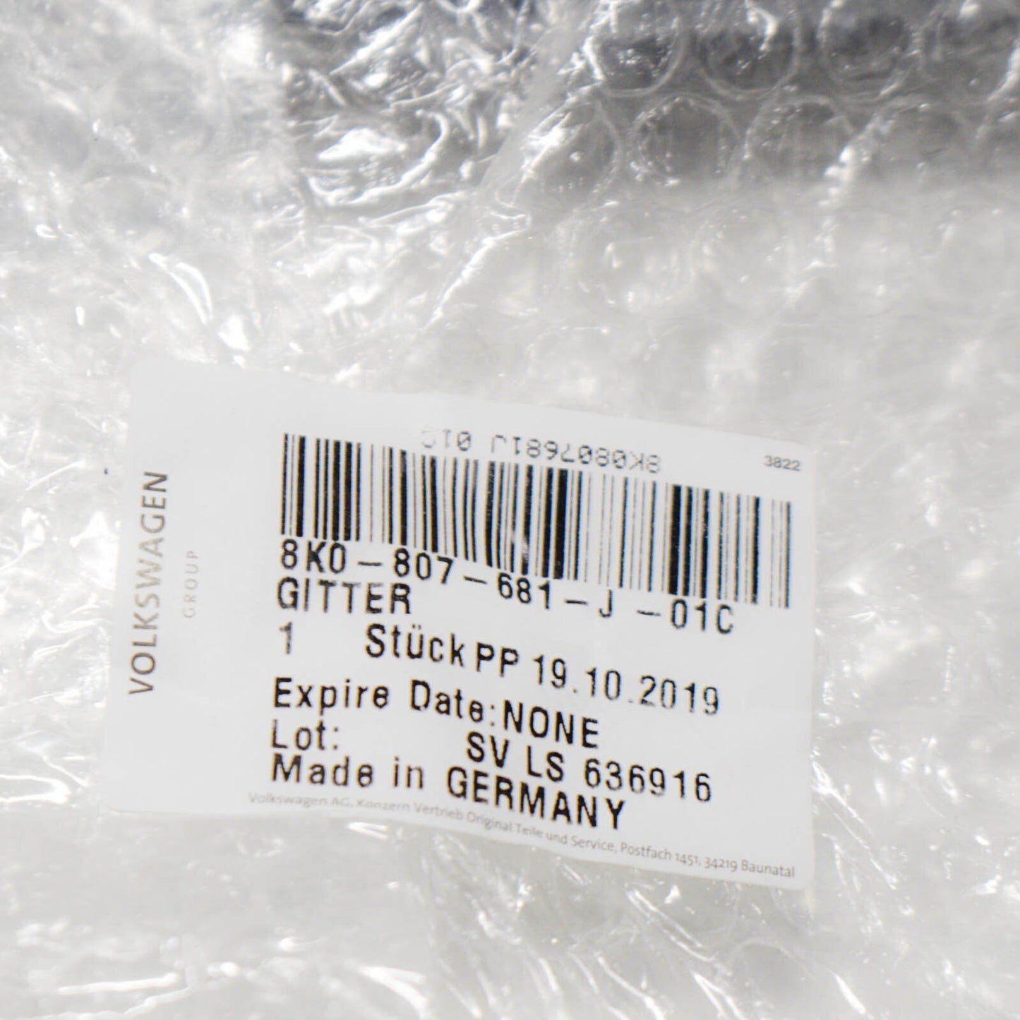 NEW AUDI A4 B8 FRONT LEFT FOG LIGHT GRILL 8K0807681J01C ORIGINAL