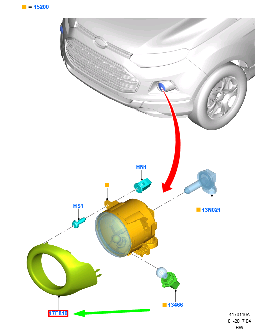 new ford ecosport mk2 front right fog lamp cover 1817897 original