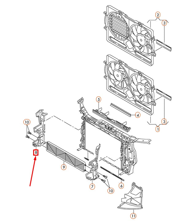 NEW AUDI Q5 8R RIGHT AIR GUIDE 8R0121284L ORIGINAL
