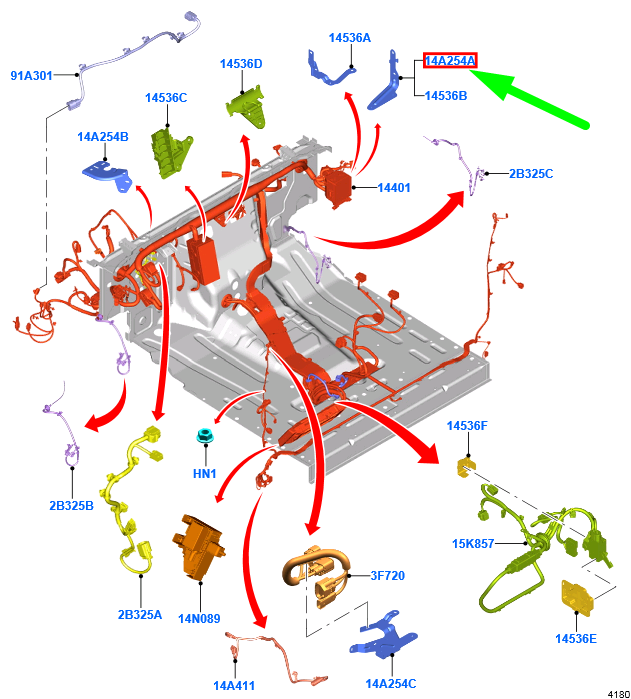 new ford tourneo custom dash/floor console wiring bracket rhd 2013330 original
