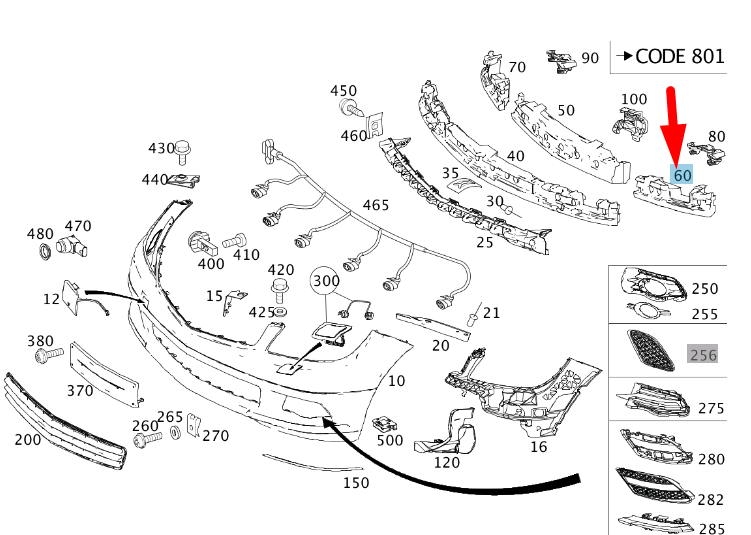 NEW MERCEDES-BENZ C W204 FRONT BUMPER LEFT IMPACT ABSORBER A2048851937 ORIGINAL