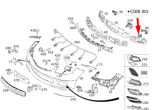 NEW MERCEDES-BENZ C W204 FRONT BUMPER LEFT IMPACT ABSORBER A2048851937 ORIGINAL