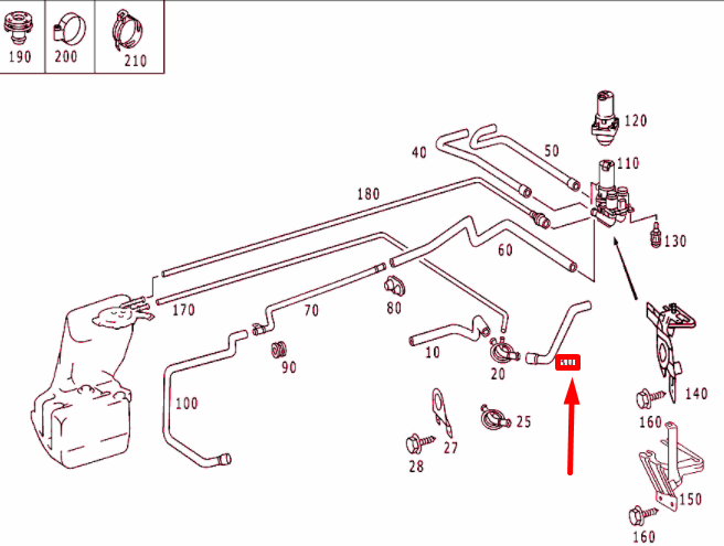 NEW MB S W220 CONNECTING TUBE TO HEAT EXCHANGER HOSE LHD A2208320194 ORIGINAL