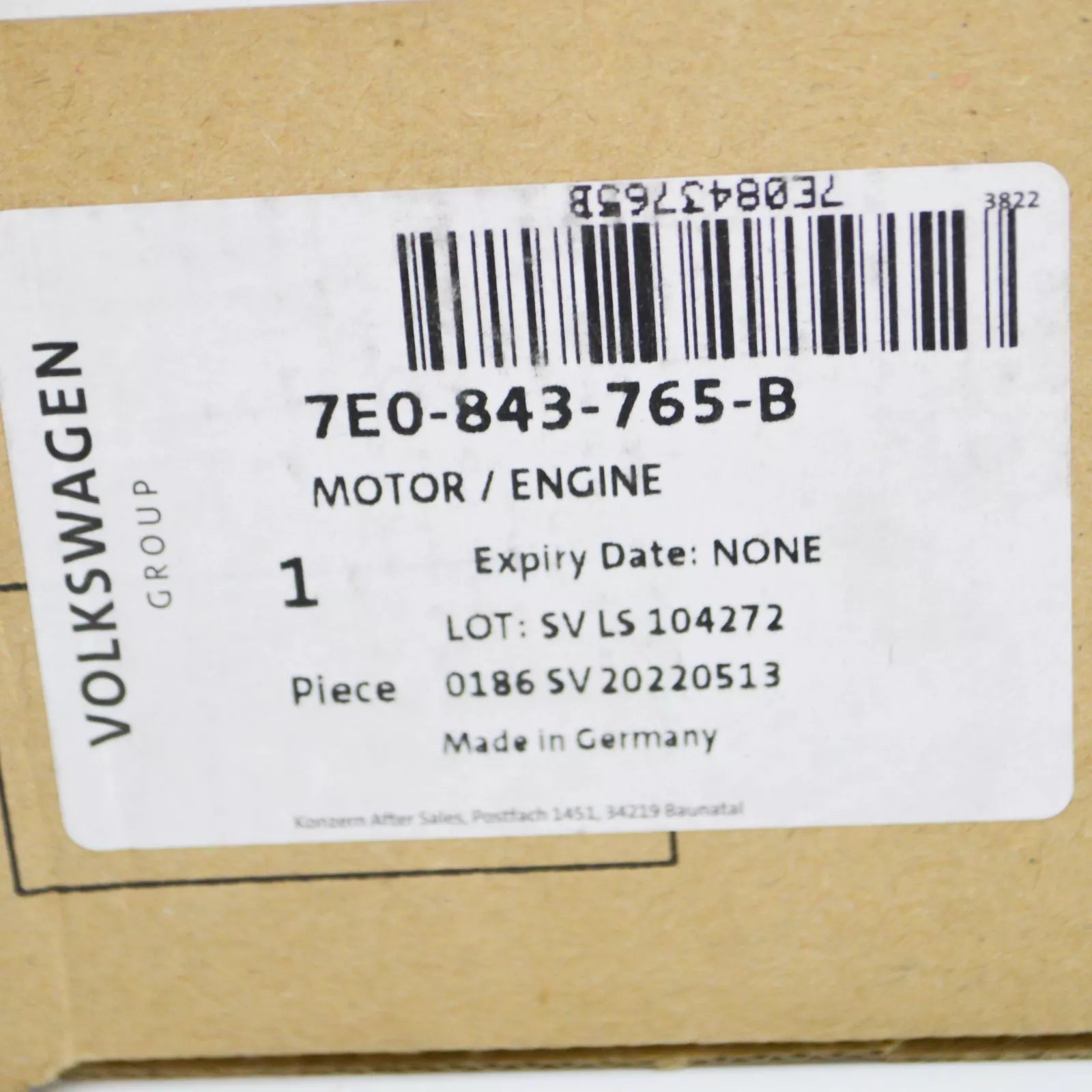 NEW VW TRANSPORTER T5 LEFT SLIDING DOOR POWER LATCHING MOTOR 7E0843765B ORIGINAL