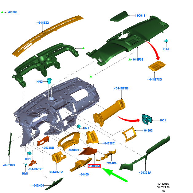 new ford ranger t6 mk1 instrument right panel assy lhd 2224504 original