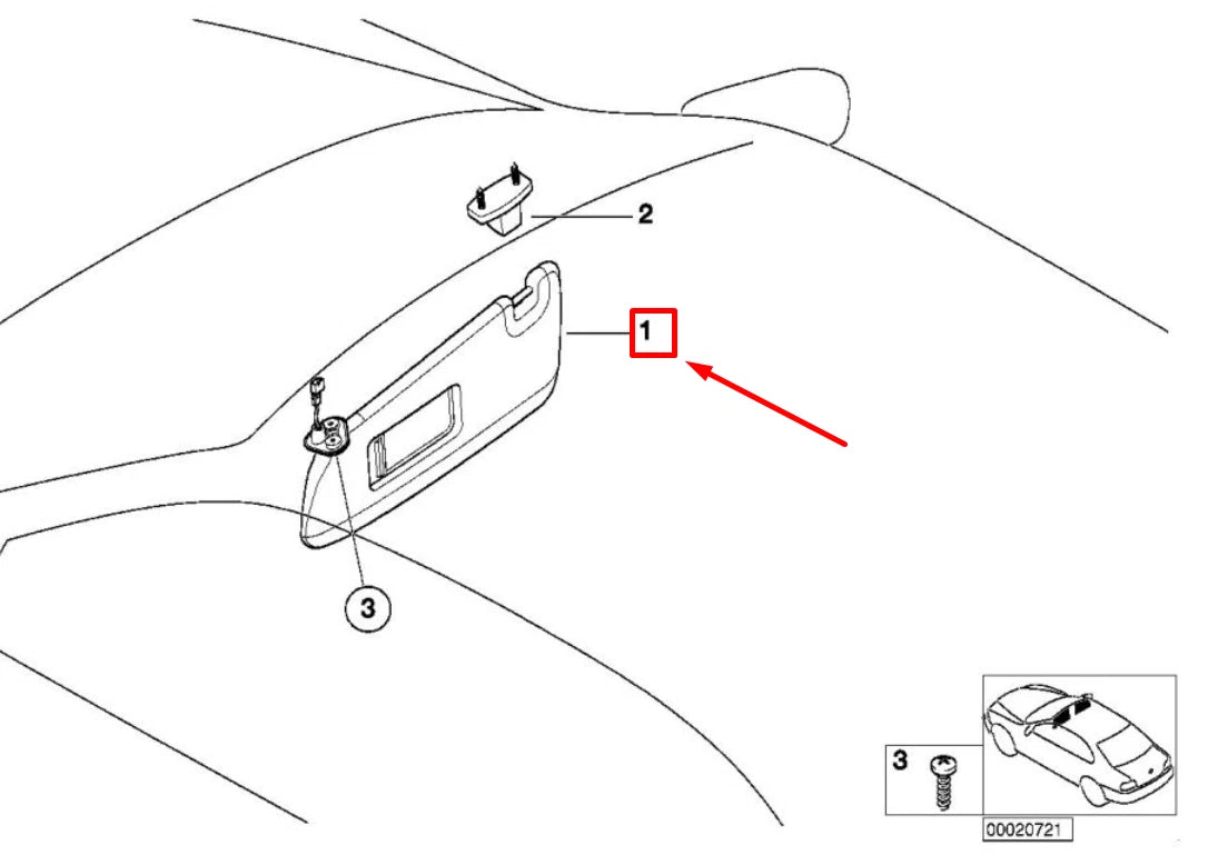 NEW BMW 3 E46 FRONT LEFT SUN VISOR 51168237645 8237645 ORIGINAL