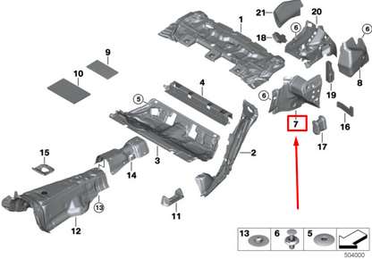 new bmw 5 g30 rear left wheel housing sound insulat. 51487373563 7373563