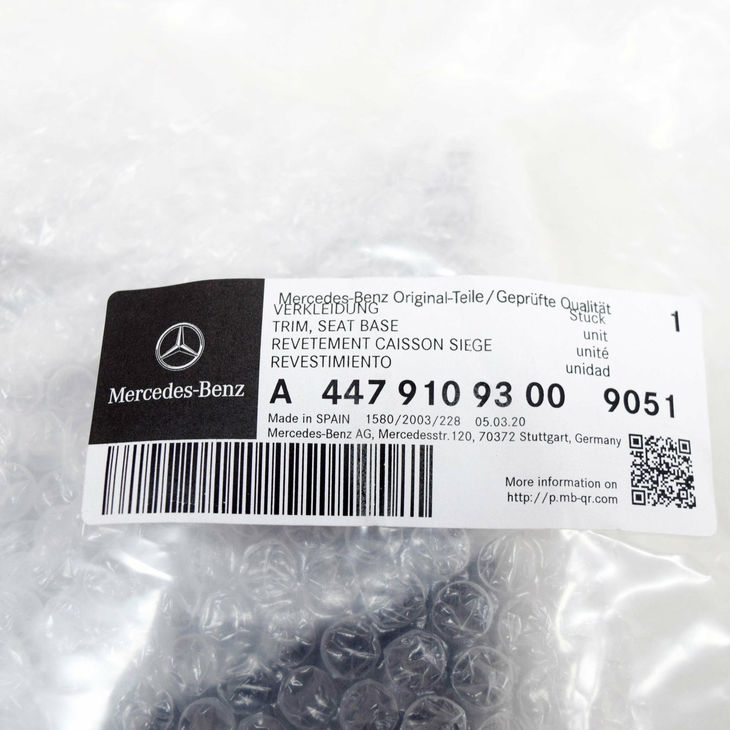 NEW MB VITO W447 REAR RIGHT SEAT FRAME CONSOLE TRIM A44791093009051 ORIGINAL