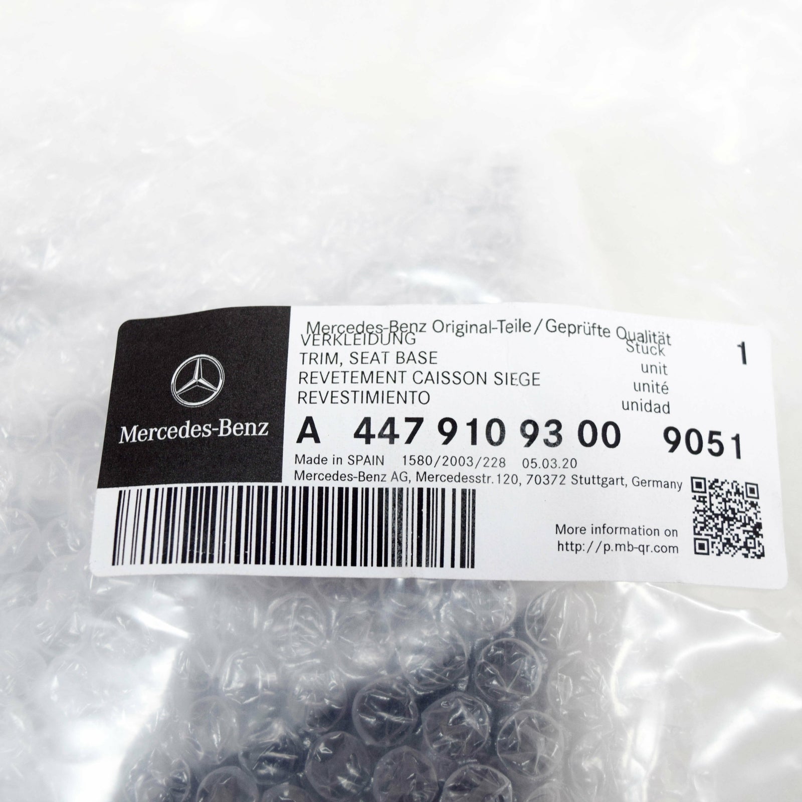 NEW MB VITO W447 REAR RIGHT SEAT FRAME CONSOLE TRIM A44791093009051 ORIGINAL