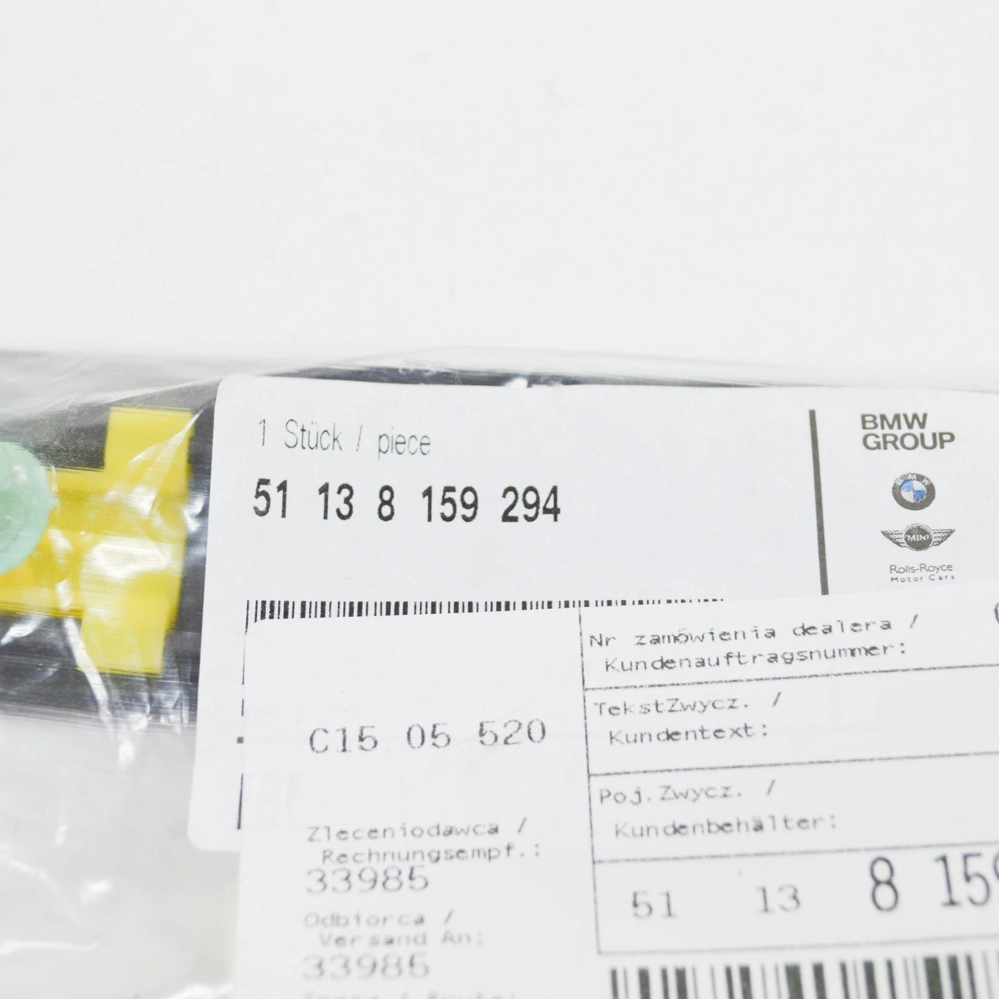 NEW BMW 5 E39 FRONT RIGHT FENDER DOOR MOULDING 51138159294 8159294 ORIGINAL