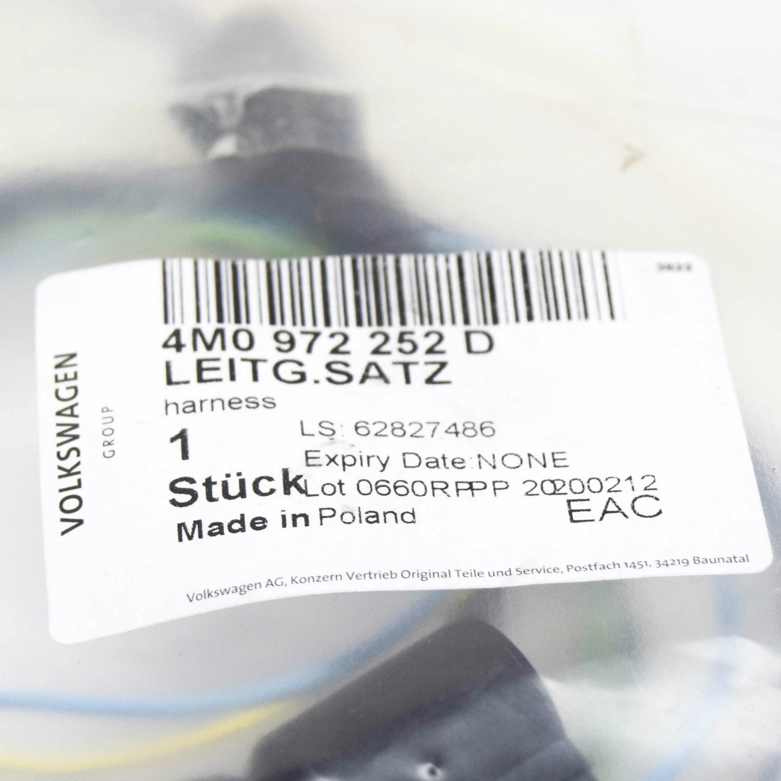 NEW AUDI Q7 4L FRONT RIGHT ABS SENSOR WIRING LOOM 4M0972252D