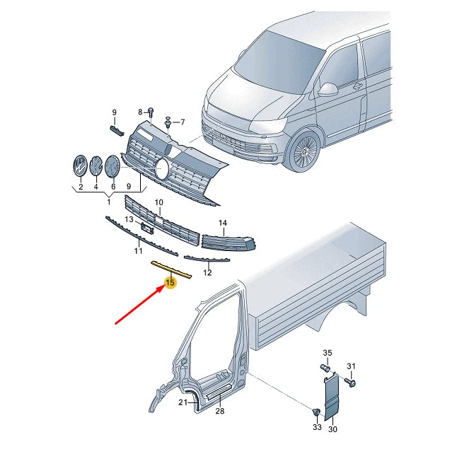 NEW VW TRANSPORTER T6 RADIATOR GRILLE RIGHT TRIM 7E58531022ZZ