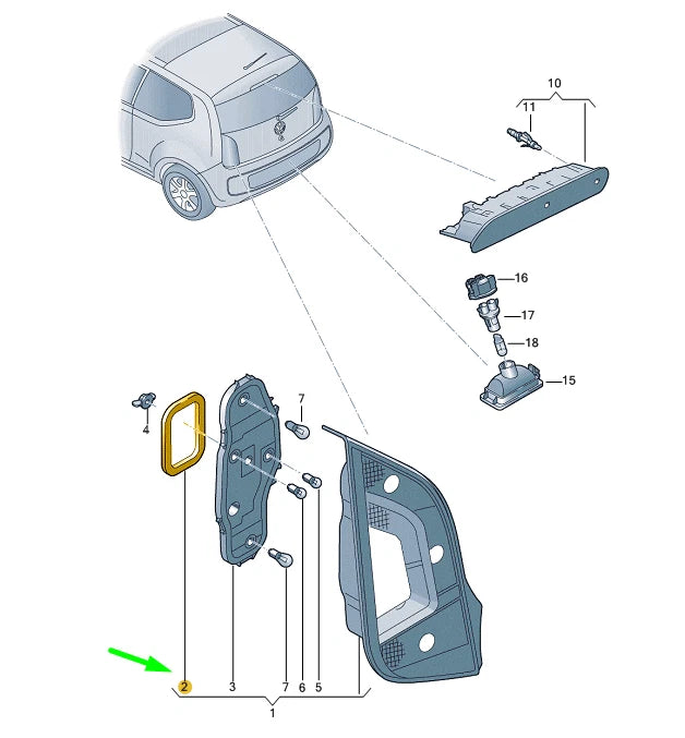 NEW VOLKSWAGEN UP REAR TAIL LIGHT SEAL 1S0945191