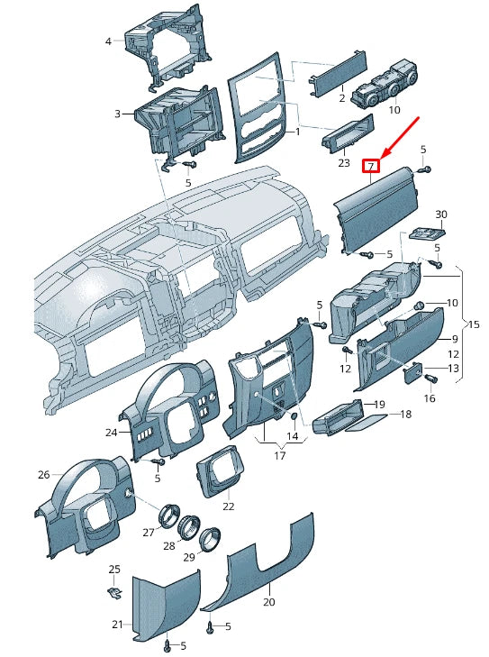 NEW VOLKSWAGEN CRAFTER 2F MK1 LEFT GLOVE BOX COVER RHD 2E2857717B