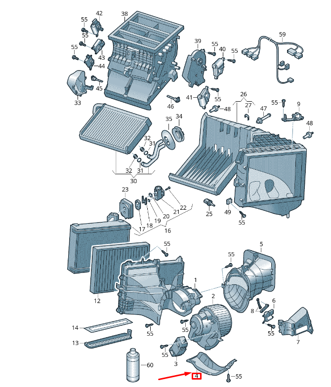 NEW VW TRANSPORTER VI T6 BLOWER MOTOR COVER RHD 7E6820057 ORIGINAL