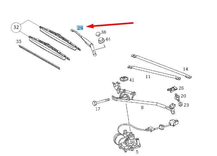 new mercedes-benz slk r170 front left wiper arm lhd a1708200544 original