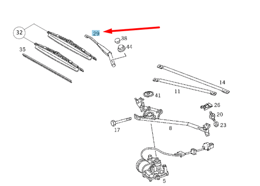 new mercedes-benz slk r170 front left wiper arm lhd a1708200544 original