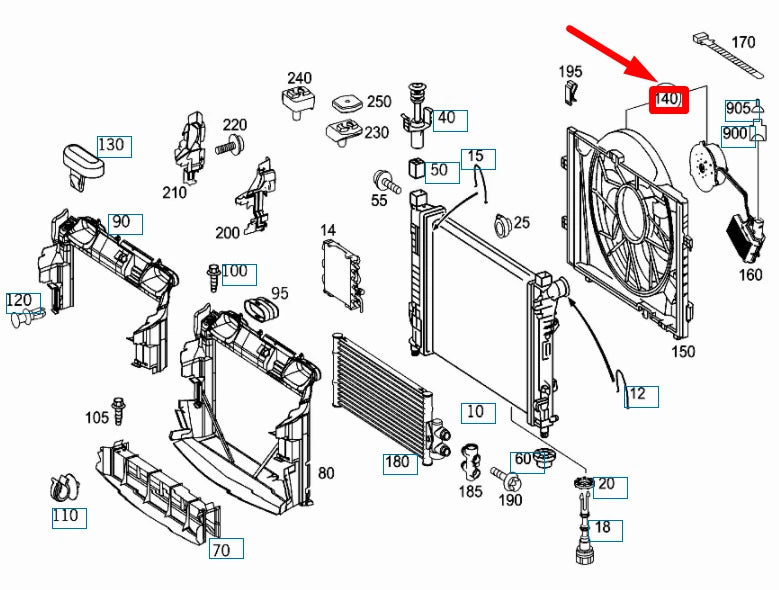 NEW MERCEDES-BENZ CLK C209 RADIATOR BLOWER A2035001093 ORIGINAL
