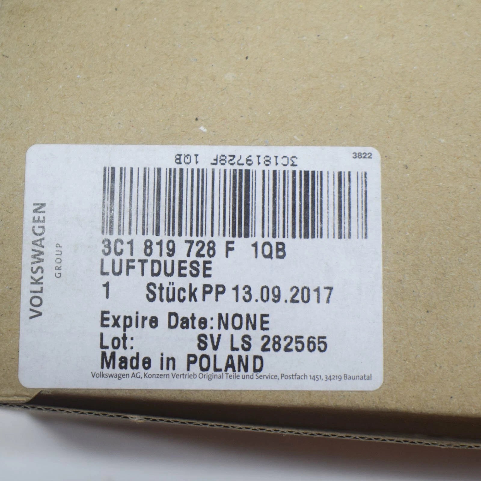 NEW VW PASSAT 3C FRONT DASHBOARD PANEL AIR VENT LHD 3C1819728F1QB ORIGINAL