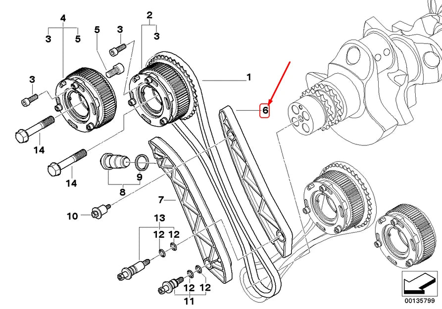 NEW BMW M5 E60 TIMING GEAR GUIDE RAIL 11317833937 7833937 ORIGINAL